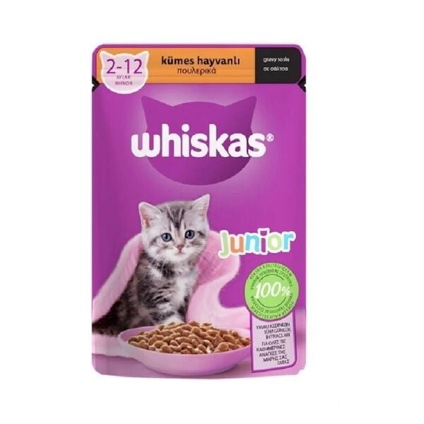 Whiskas Pouch Sos İçinde Kümes Hayvanlı Yavru Kedi Konservesi 85gr