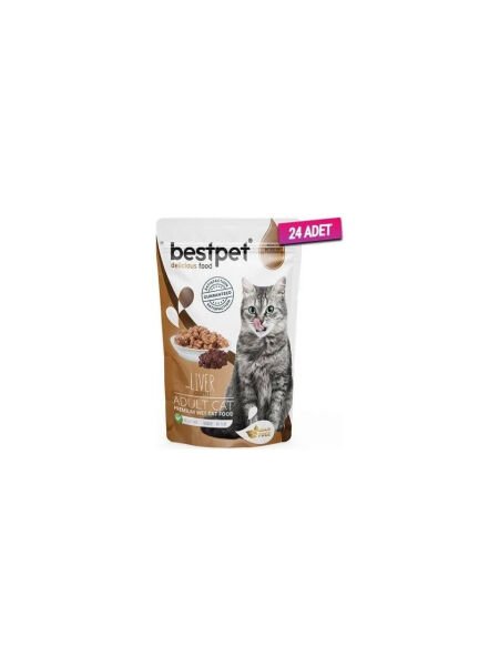 Bestpet 24 Adet - Adult Jelly Pouch Ciğerli Kedi Maması 85 gr