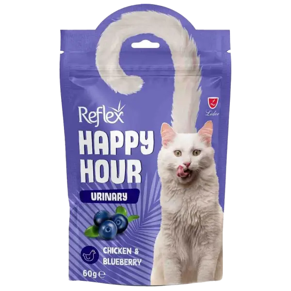 Reflex Happy Hour Urinary Tavuklu ve Yaban Mersinli Kedi Ödül Maması 60gr