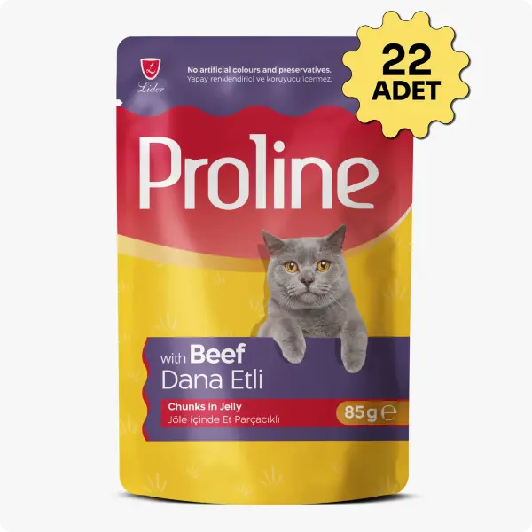 PROLİNE KEDİ POUCH DANA ETLİ JÖLELİ 85GR*22