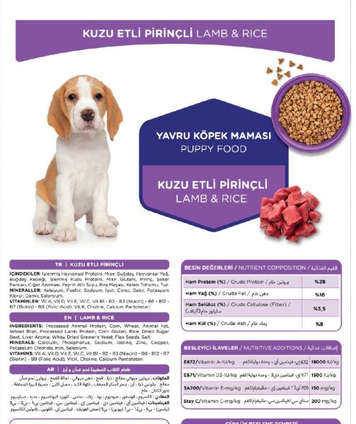 Katzoo Kuzu Etli Pirinçli Yavru Köpek Maması 3kg 6 Adet