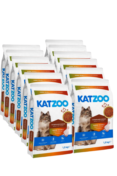 Katzoo Gurme Tavuklu Yetişkin Kedi Maması 1,5kg 12 Adet