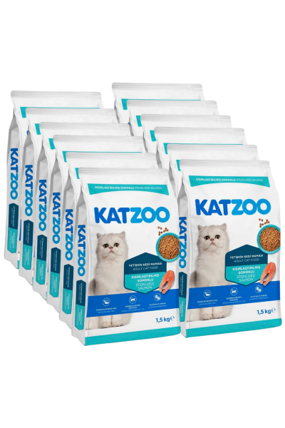Katzoo Kısırlaştırılmış Somunlu Yetişkin Kedi Maması 1,5kg 12 Adet