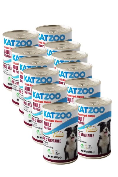 Katzoo Yetişkin Konserve Köpek Maması 400 gr x 12 | Kuzu Etli Sebzeli