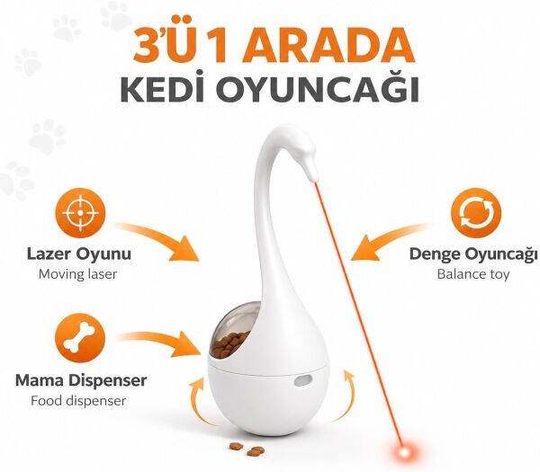 İnteraktif Kedi Oyuncağı Lazerli Mama